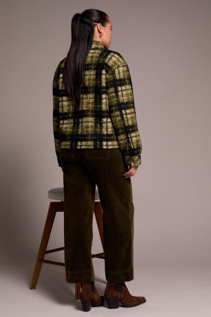 Textured Plaid Lined Button-Front Jacket-Ivy