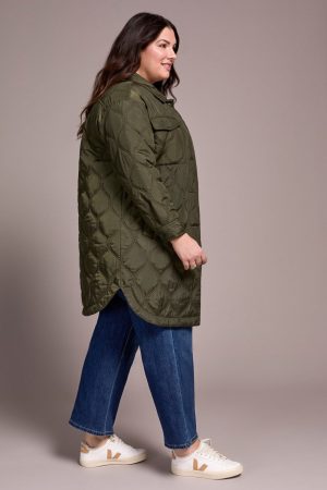 Timeless Quilted Button-Front Jacket-Spruce