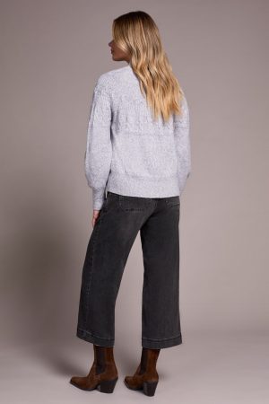 Two-Tone Mock Neck Sweater-Marine