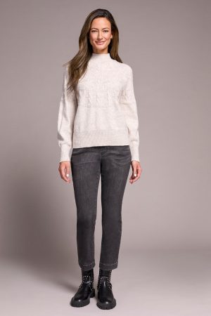 Two-Tone Mock Neck Sweater-Moonstone