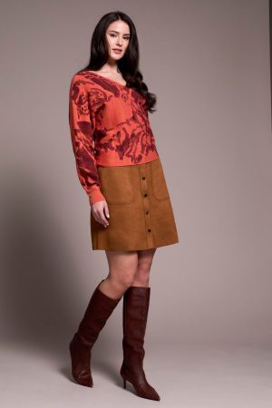 Wear-Two-Ways Soft Viscose Printed Sweater-M coralblaze