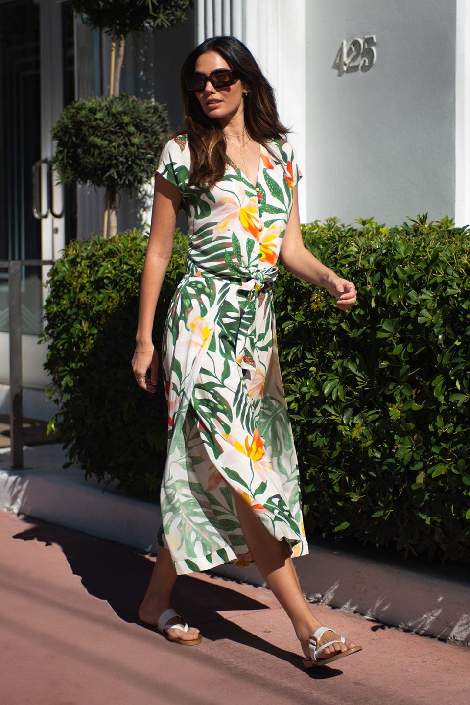 Printed Wrap Front Flowy Cover-Up Pants-Koloa